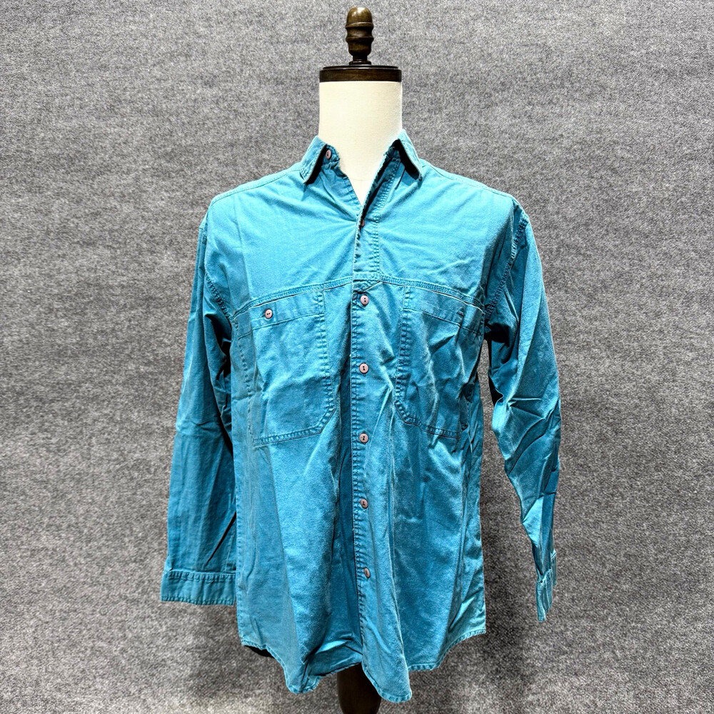 Vintage Street Closed Teal Cotton Ranger Shirt Mens M Double Pocket 90s